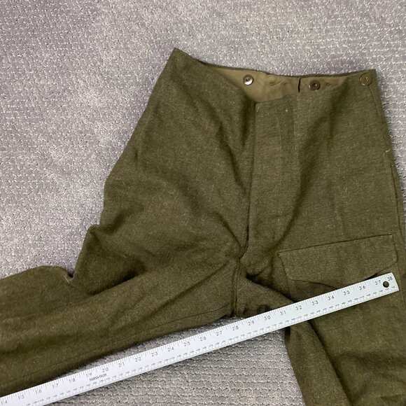 Vintage 50s Canadian Army Wool Field Trousers Pants Men's 31 x 28 Olive Military - Picture 12 of 15